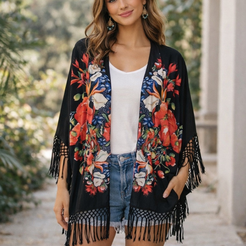 Anthropologie Floral Kimono NWOT - Picture 7 of 8